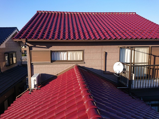 岐南町で瓦屋根の雀口の漆喰が落下、漆喰の劣化状況を調査しました